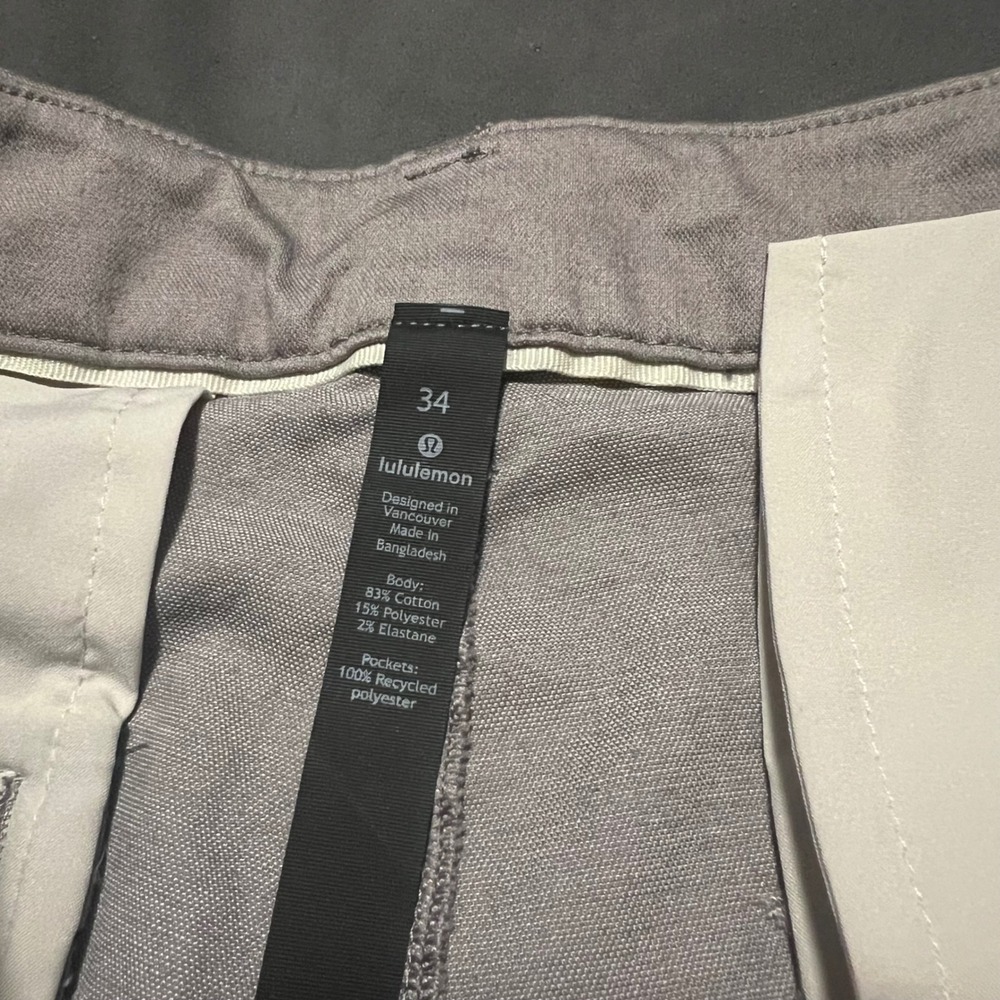 Lululemon Mens Commission Slim Fit Oxford Pants Size 34 (36x31) Gull Grey Casual - Picture 3 of 7